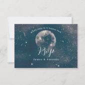 Starry Night Moonlight wedding invitation rsvp サンキューカード (正面)