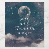 Starry Night Moonlight Wedding Wine Bottle Label ワインラベル (シングルラベル)