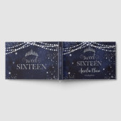 Starry Night Navy Blue Silver Sweet 16 Birthday ゲストブック (全面)