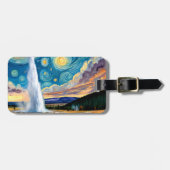 Starry Night Old Faithful Yellowstone Park ラゲッジタグ (正面横)