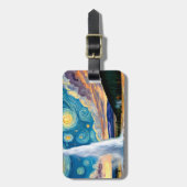 Starry Night Old Faithful Yellowstone Park ラゲッジタグ (正面縦)