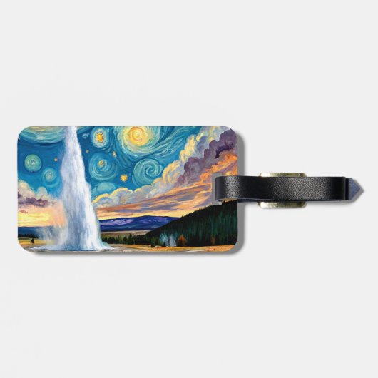 Starry Night Old Faithful Yellowstone Park ラゲッジタグ (裏面横)