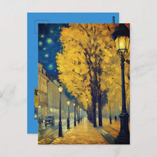 Starry Night on Andrássy Avenue, Budapest ポストカード (正面/裏面)