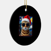 Starry Night Orange Tabby Cat Christmas セラミックオーナメント (右)