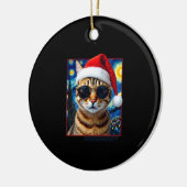 Starry Night Orange Tabby Cat Christmas セラミックオーナメント (左)