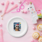 Starry Night Orange Tabby Cat Christmas ペーパープレート (パーティー)