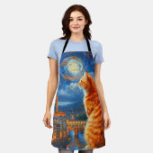Starry Night Over Florence | Ginger Cat Art エプロン (着用した状態)
