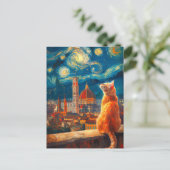 Starry Night Over Florence | Ginger Cat Art ポストカード (スタンド正面)