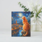 Starry Night Over Florence | Ginger Cat Art ポストカード (スタンド正面)