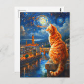 Starry Night Over Florence | Ginger Cat Art ポストカード (正面/裏面)