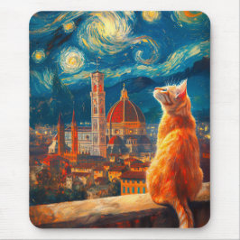 Starry Night Over Florence | Ginger Cat Art マウスパッド
