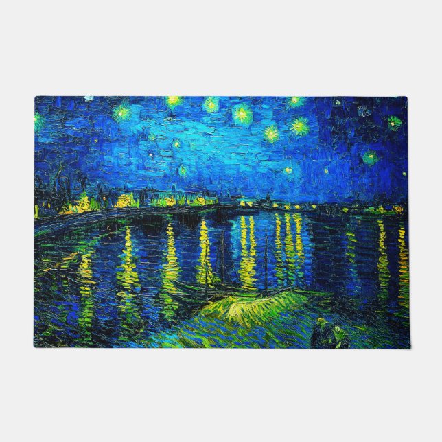 Starry Night Over the Rhone by Vincent Van Gogh ドアマット (正面)