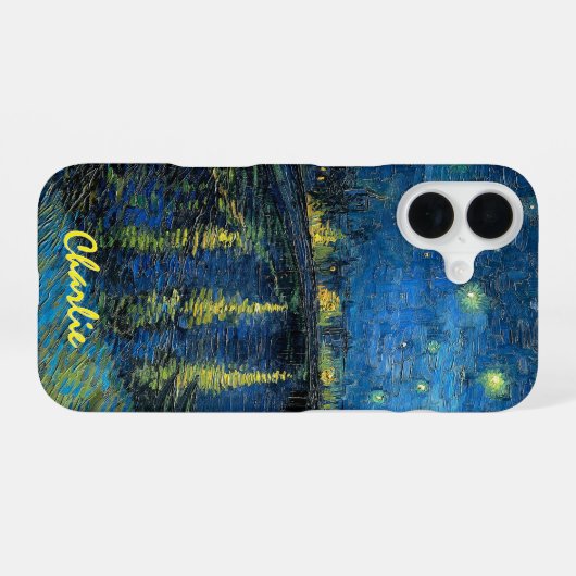 Starry Night Over the Rhône – Van Gogh – Custom  iPhone 16ケース (裏面横)