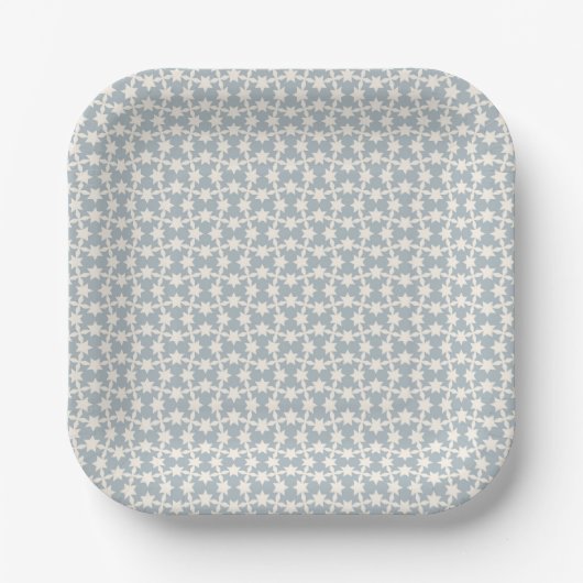 Starry Night Pattern Square Baby Shower Plate ペーパープレート (正面)