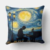 Starry Night Piano Dream Pillow – Romantic Moonlig クッション (裏面)