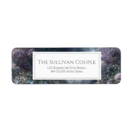 Starry Night Purple Rose Botanical Return Address ラベル