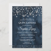 Starry Night Quinceanera Blue Under the Stars  招待状 (正面)