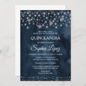 Starry Night Quinceanera Blue Under the Stars  招待状 (正面/裏面)