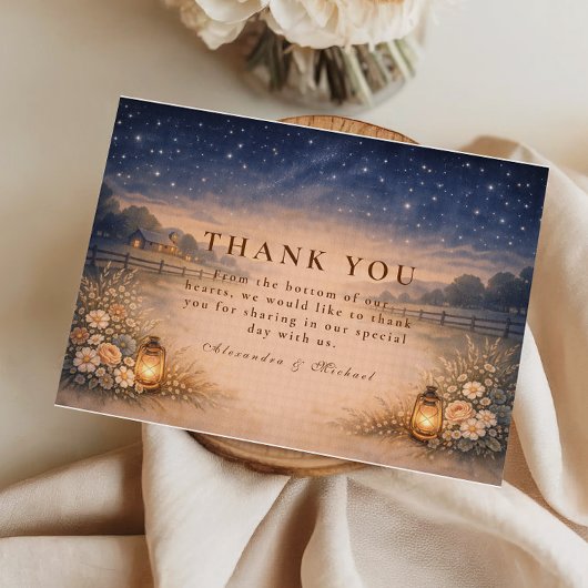 Starry Night Rustic Meadow Wedding サンキューカード