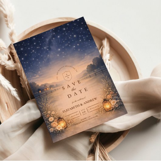 Starry Night Rustic Meadow Wedding セーブザデート