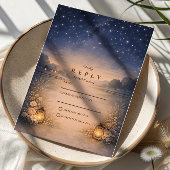 Starry Night Rustic Meadow Wedding 出欠カード