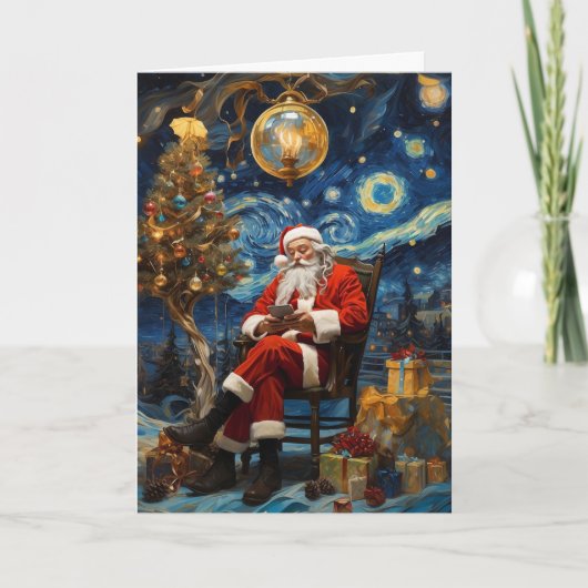 Starry Night Santa Card | Van Gogh Christmas Card カード (正面)