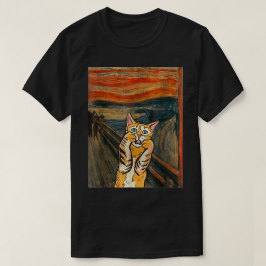 Starry Night Scream Cat Art Parody Van Gogh Funny  Tシャツ (デザイン正面)