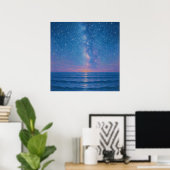 Starry Night Seascape - Pastel Painting Style ポスター (ホームオフィス)