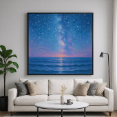 Starry Night Seascape - Pastel Painting Style ポスター