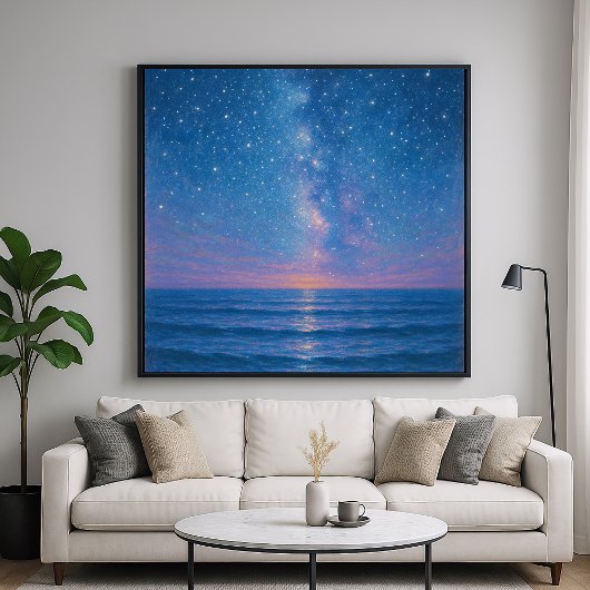 Starry Night Seascape - Pastel Painting Style ポスター