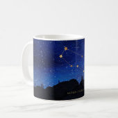 Starry Night Tree Gold Gemini Zodiac Constellation コーヒーマグカップ (正面左)