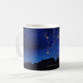 Starry Night Tree Gold Pisces Zodiac Constellation コーヒーマグカップ (正面左)