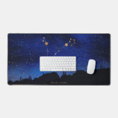 Starry Night Tree Gold Pisces Zodiac Constellation デスクマット (キーボード&マウス)