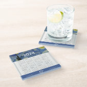 Starry Night Vanゴッホビジネスロゴ2024カレンダー ガラスコースター (アングル)