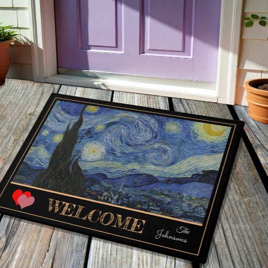 Starry Night & Vanゴッホ/有名なヴィンテージハウスマット ドアマット