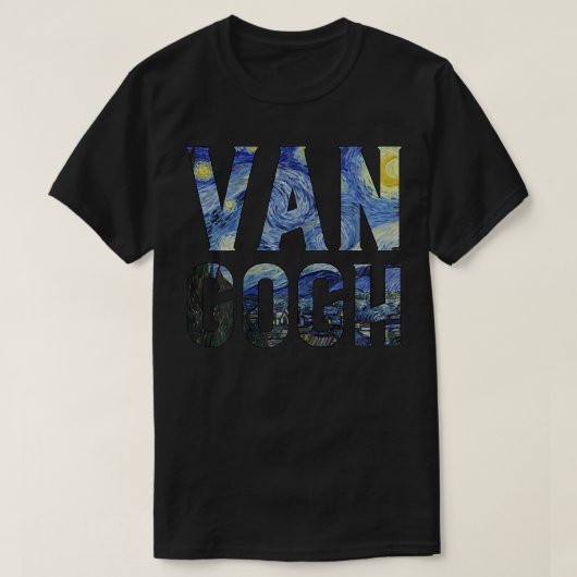 Starry Night Van Gogh Art Painting Vincent Van Gog Tシャツ (デザイン正面)