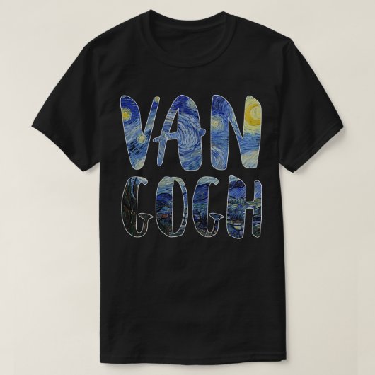 Starry Night Van Gogh Art Painting Vincent Van Gog Tシャツ (デザイン正面)