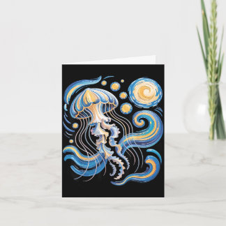 Starry night van gogh jellyfish scuba diving surf カード