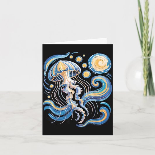 Starry night van gogh jellyfish scuba diving surf カード (正面)