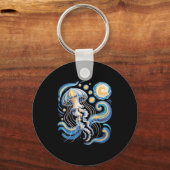 Starry night van gogh jellyfish scuba diving surf キーホルダー (正面)
