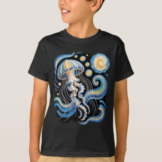 Starry night van gogh jellyfish scuba diving surf tシャツ