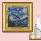Starry Night, Vincent Vanゴッホ, Framed Canvas スクエア壁時計