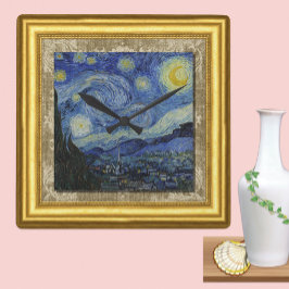 Starry Night, Vincent Vanゴッホ, Framed Canvas スクエア壁時計
