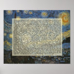 Starry Night Vincent's Words Artist Print ポスター<br><div class="desc">The wise and passionate words of artist Vincent van Gogh appear framed by his masterpiece "Starry Night" - thoughts about art, nature, striving, love and life. Please see the enlarged zoom image to read the inspiring text. Available as a poster, print on heavy archival paper or on canvas. "I dream...</div>