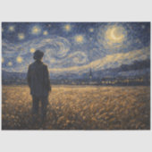 Starry Night Wheat Field Landscape Decoupage 薄葉紙 (正面)