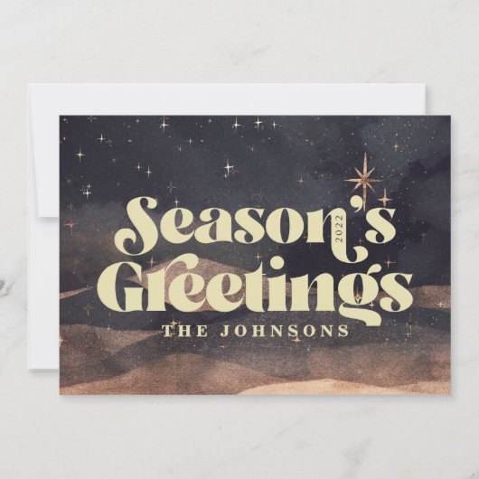 Starry Night Winter Sky Modern Elegant Chic シーズンカード (正面)