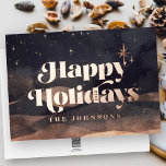 Starry Night Winter Sky Modern Elegant Chic 箔シーズンカード<br><div class="desc">Design is composed of starry night winter sky background with vintage style bold serif 

Available here:
http://www.zazzle.com/store/selectpartysupplies</div>