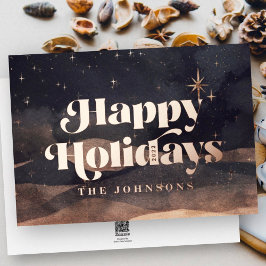 Starry Night Winter Sky Modern Elegant Chic 箔シーズンカード