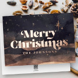 Starry Night Winter Sky Modern Elegant Chic 箔シーズンカード<br><div class="desc">Design is composed of starry night winter sky background with vintage style bold serif 

Available here:
http://www.zazzle.com/store/selectpartysupplies</div>