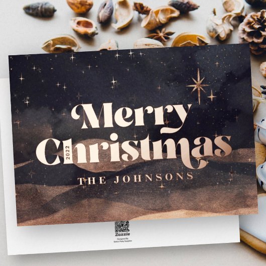 Starry Night Winter Sky Modern Elegant Chic 箔シーズンカード